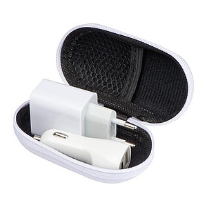 Cestovní sada typu USB + C v pouzdře, bílá