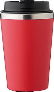 Cestovní termohrnek z nerezové oceli a PP, 350 ml, červený