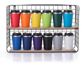 Cestovní termohrnek z nerezové oceli a PP, 350 ml, světle modrý