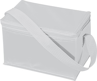 Chladící taška na 6 plechovek s popruhem, nylon, bílá