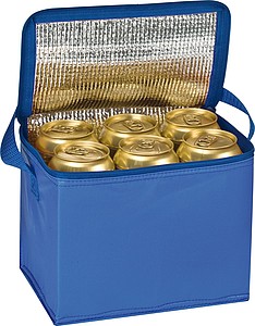 Chladící taška na 6 plechovek s popruhem, z nylonu, modrá