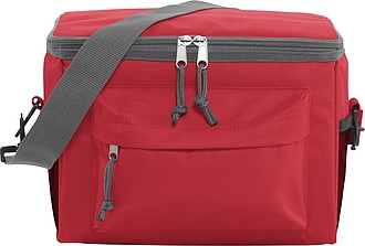 Chladící taška s přední kapsou na zip, červená - reklamní předměty