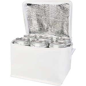 Chladicí taška z recyklované netkané textilie na 6 plechovek, bílá - reklamní předměty