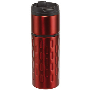 CONNIE Termohrnek 400ml, uvnitř plast, vně nerez, červený