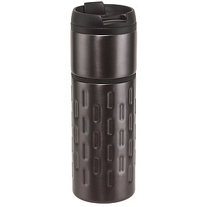 CONNIE Termohrnek 400ml, uvnitř plast, vně nerez, šedý