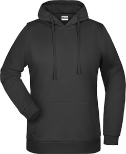 Dámská mikina s kapucí James Nicholson sweat hoodie women, černá, vel. 3XL - mikina s vlastním potiskem