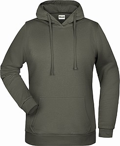 Dámská mikina s kapucí James Nicholson sweat hoodie women, šedá, vel. S - mikina s vlastním potiskem
