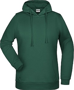Dámská mikina s kapucí James Nicholson sweat hoodie women, tmavě zelená, vel. 3XL