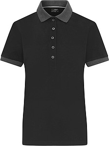 Dámské kontrastní piqué polo James & Nicholson, černá, XXL