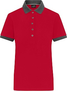 Dámské kontrastní piqué polo James & Nicholson, červená, M