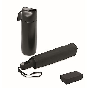 Dárková sada lahve a deštníku, černá - reklamní předměty