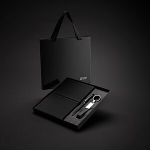 Dárkový set bloku, pera a klíčenky Swiss Peak , černá - propisky s potiskem