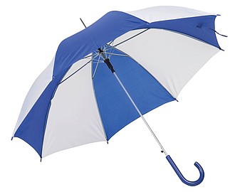 deštník modro bílý modrá hůl, průměr 103 cm.