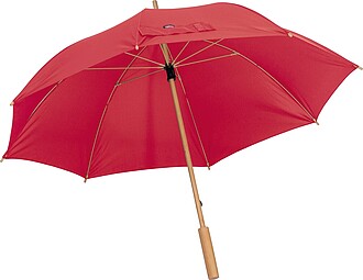 Deštník s bambusovou rukojetí, červená