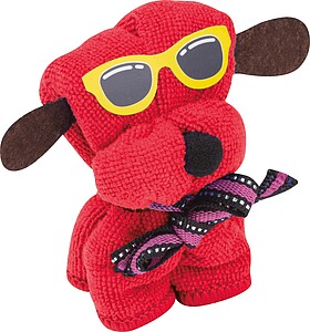 Dětský hadřík ve tvaru pejska, červená - reklamní předměty