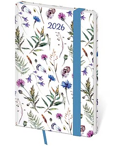 Diář týdenní kapesní Vario - Wildflowers s gumičkou 2026 - diář s vlastním potiskem