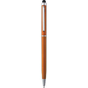 DORAN Plastová propiska se stylusem, modrá náplň, oranžová
