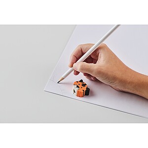 Dřevěná dětská tužka s gumou, bílá