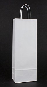 DUNEO Papírová taška na víno 15 x 8 x 40 cm, bílá - taška s vlastním potiskem