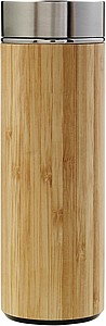 Dvojitá bambusová termoska. Objem 420ml. Středně hnědá, - reklamní předměty