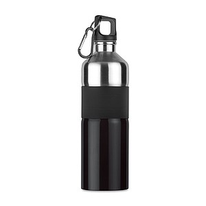 Dvoubarevná láhev na pití s karabinou, objem 750 ml, černá - reklamní předměty