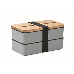 Dvoupatrová krabička na jídlo, modrošedá