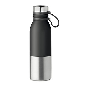 Dvoustěnná nerezová láhev se silikonovým potahem, 600 ml, stříbrno černá - reklamní předměty