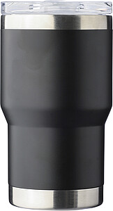 Dvoustěnný cestovní hrnek z recyklované nerezové oceli 350 ml, černá - reklamní předměty