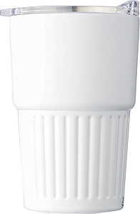 Dvoustěnný cestovní termohrnek z recyklované nerezové oceli 450 ml, bílá