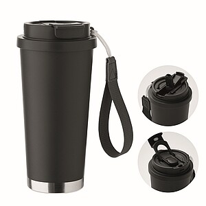 Dvoustěnný hrnek 500ml, černá - termohrnek s vlastním potiskem