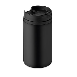 Dvoustěnný nerezový hrnek, objem 280 ml, černý - termohrnek s vlastním potiskem