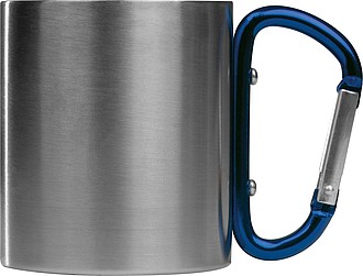 Dvoustěnný nerezový hrnek s modrou karabinou, 200ml - reklamní hrnky