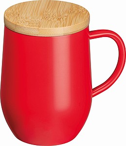 Dvoustěnný nerezový hrnek s víčkem, 300ml, červený - reklamní hrnky