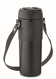 Dvoustěnný nerezový termohrnek s popruhem na rameno, 700ml - reklamní předměty