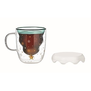 Dvoustěnný skleněný hrnek, vnitřní stěna ve tvaru stromečku, 250ml
