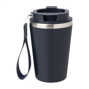 Dvoustěnný termohrnek s popruhem 350 ml, tmavě modrá
