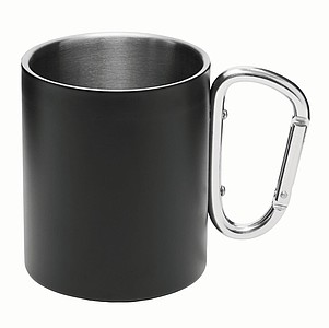Dvouvrstvý nerezový hrnek, 300ml, černý - reklamní hrnky