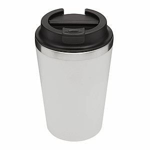Dvouvrstvý termohrnek s víčkem, 350ml, uvnitř nerezový, zvenku plastový, bílý