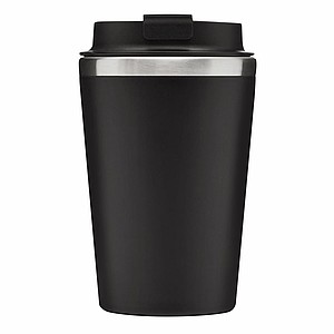 Dvouvrstvý termohrnek s víčkem, 350ml, uvnitř nerezový, zvenku plastový, černý
