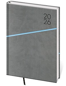 Grife 2026, denní diář A5, šedo modrý - reklamní kalendáře