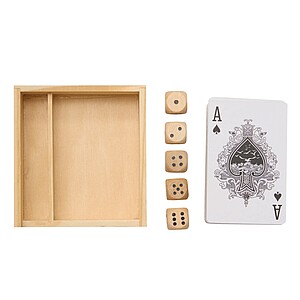 Herní sada karty a kostky, hnědá