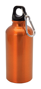 Hliníková láhev na pití, 400ml, s karabinou, oranžová