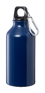 Hliníková láhev na pití, 400ml, s karabinou, tmavě modrá