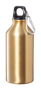 Hliníková láhev na pití, 400ml, s karabinou, zlatá