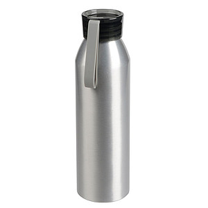 Hliníková láhev na vodu s barevným vrškem, objem 650 ml, šedá
