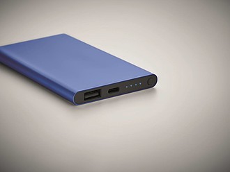 Hliníková powerbanka 4000mAh, modrá