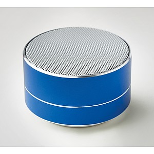 Hliníkový bluetooth reproduktor se světlem na spodní straně, modrý