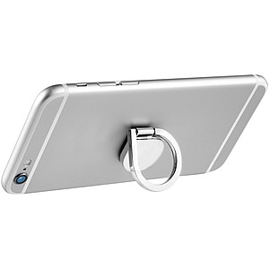 Hliníkový kruhový držák na telefon, stříbrná - reklamní předměty
