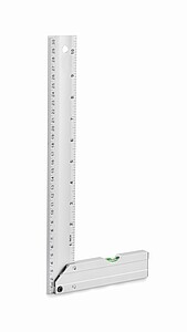 Hliníkový úhelník a pravítko 30 cm, stříbrná - reklamní předměty