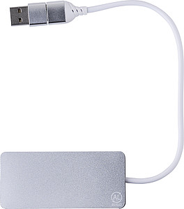 Hliníkový USB hub, stříbrný